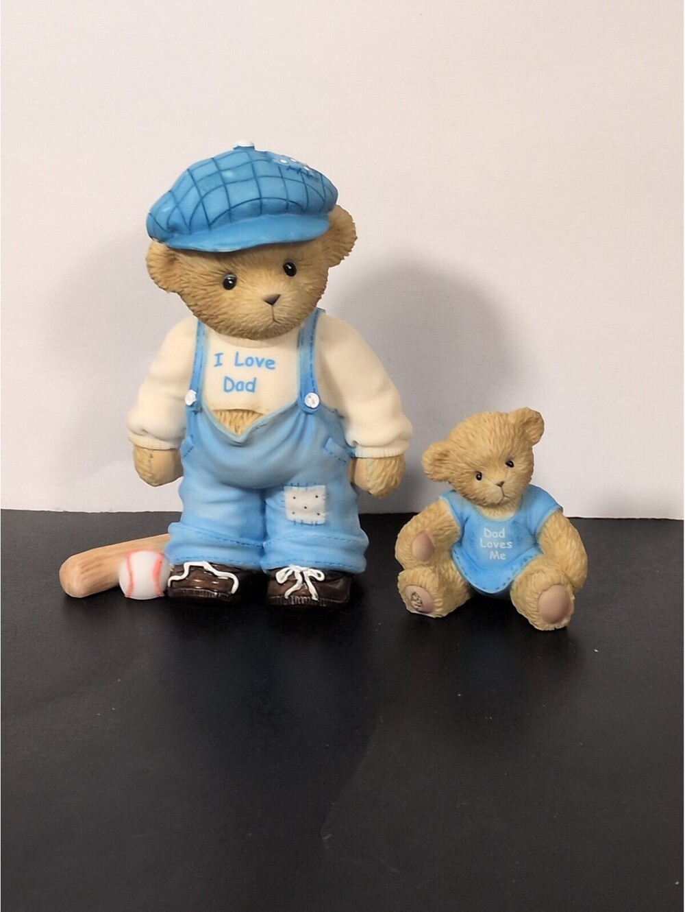 CHERISHED TEDDIES I LOVE DAD plus BONUS MINI, STONE RESIN TEDDY BEARS FIGURINE